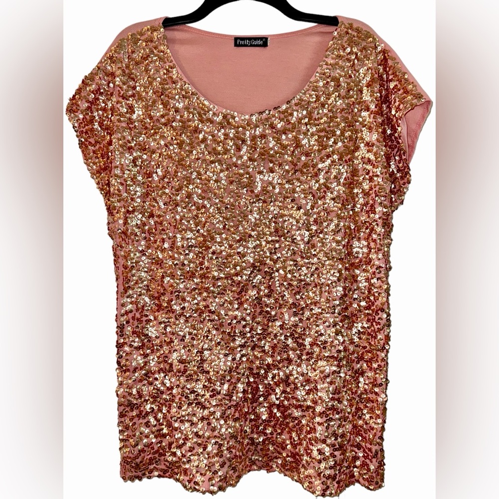 Women’s Pretty Guide Sequined Top Shirt Blouse Size XL